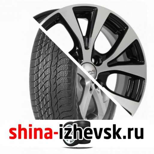 Колесо в сборе Viatti Bosco зима (V-526) 205/70 R15 T 96 + СКАД KL-262 Hyundai Solaris 6xR15 4×100 ET48 DIA54.1 Черный глянцевый с полированной лицевой поверхностью в Ижевске